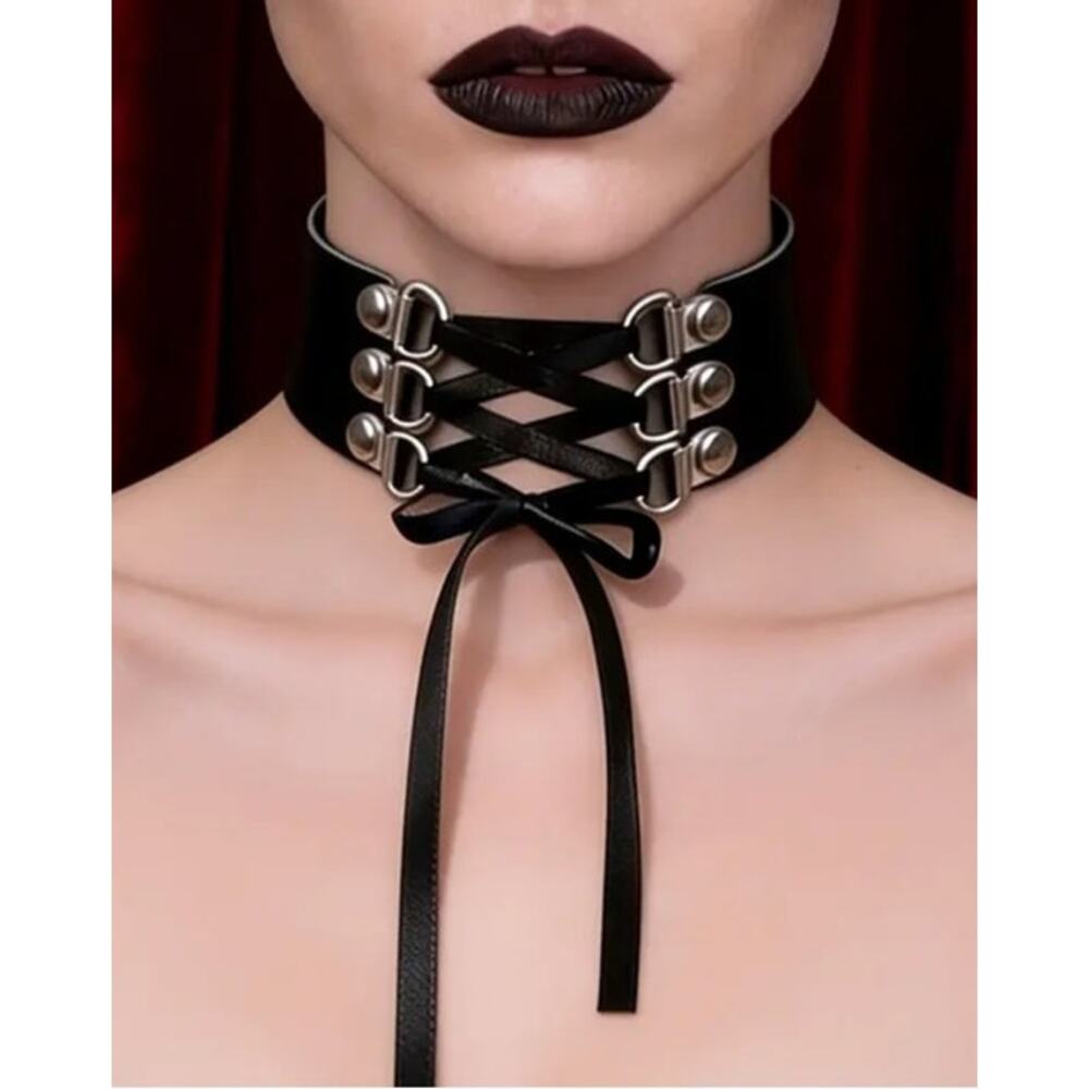 1pc Gothic Whimsygoth Punk Style Black Choker Chain Choker Necklace Gothic Emo - Picture 2 of 8